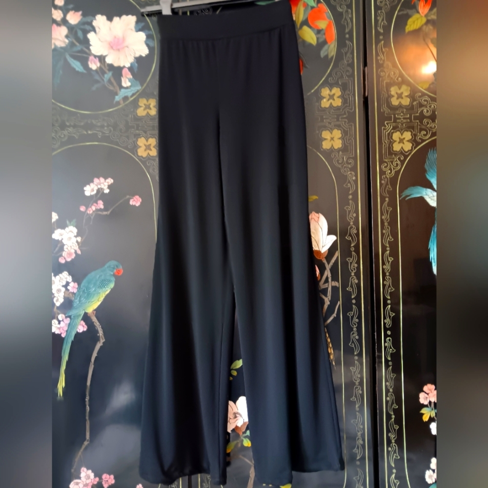 Black Wide Leg Women's Pants - Picture 3 of 3